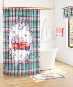 Spring Truck Shower Curtain, Hand Towels, Valance