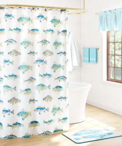 Tisa Fish Shower Curtain, Bath Rug, Hand Towels, Valance, or Hooks