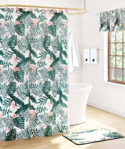 Palm Floral Shower Curtain, Bath Rug, Hand Towels, Valance, or Hooks