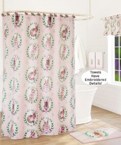 Bunnies and Bows Shower Curtain, Bath Rug, or Hooks