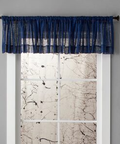 Striped Medallion Navy Lace Valance or Panel